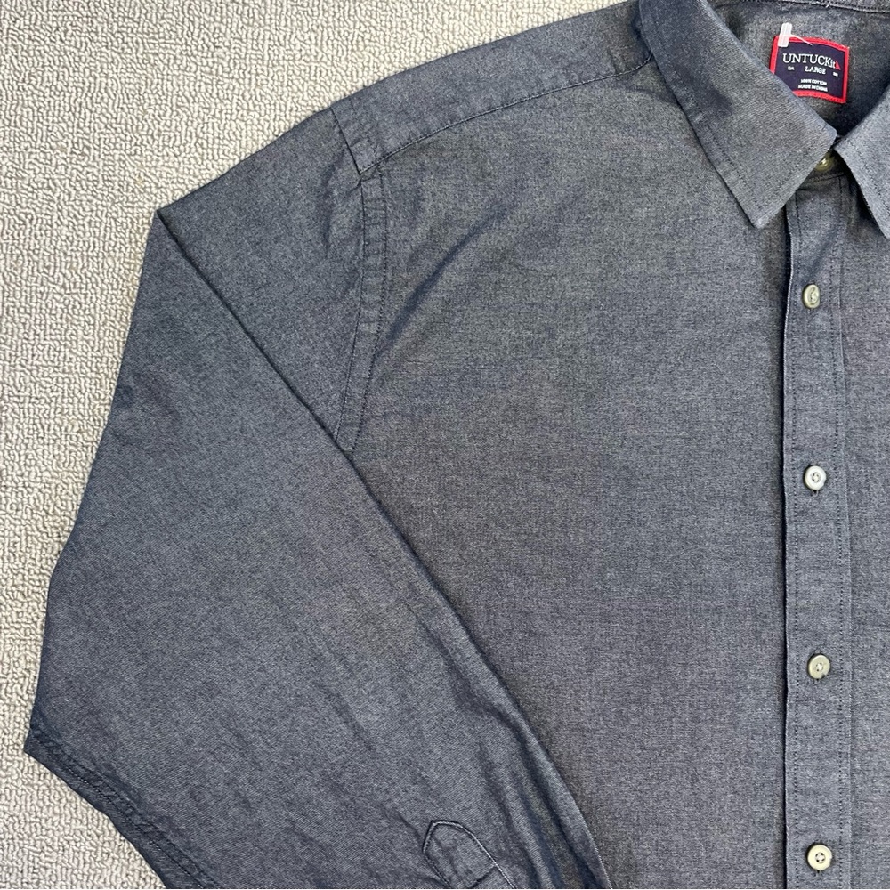 UNTUCKit Shirt Adult Large Gray Button Up Casablanca Business Casual Men - Picture 2 of 12